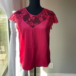 🆕 Calligraphie Pink Lace blouse Size Small G6